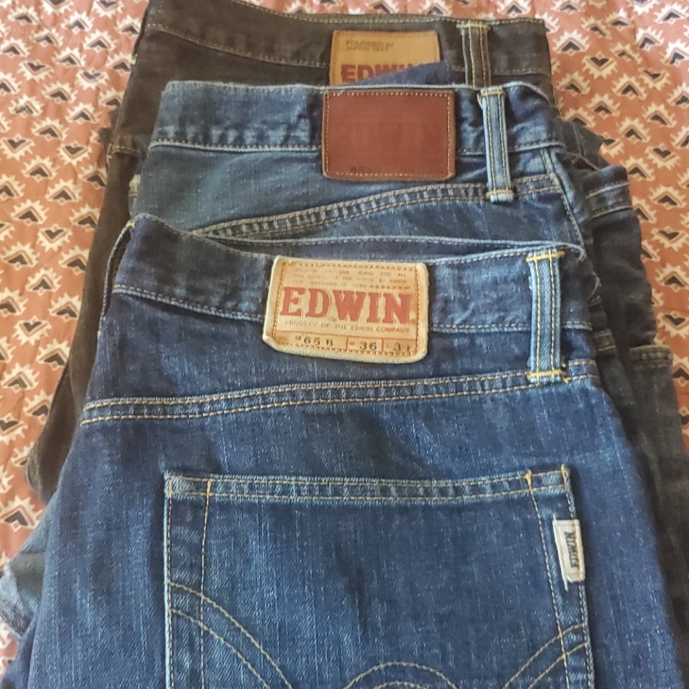 Edwin Men Jean's Size 38 waist 3 pair Japanese